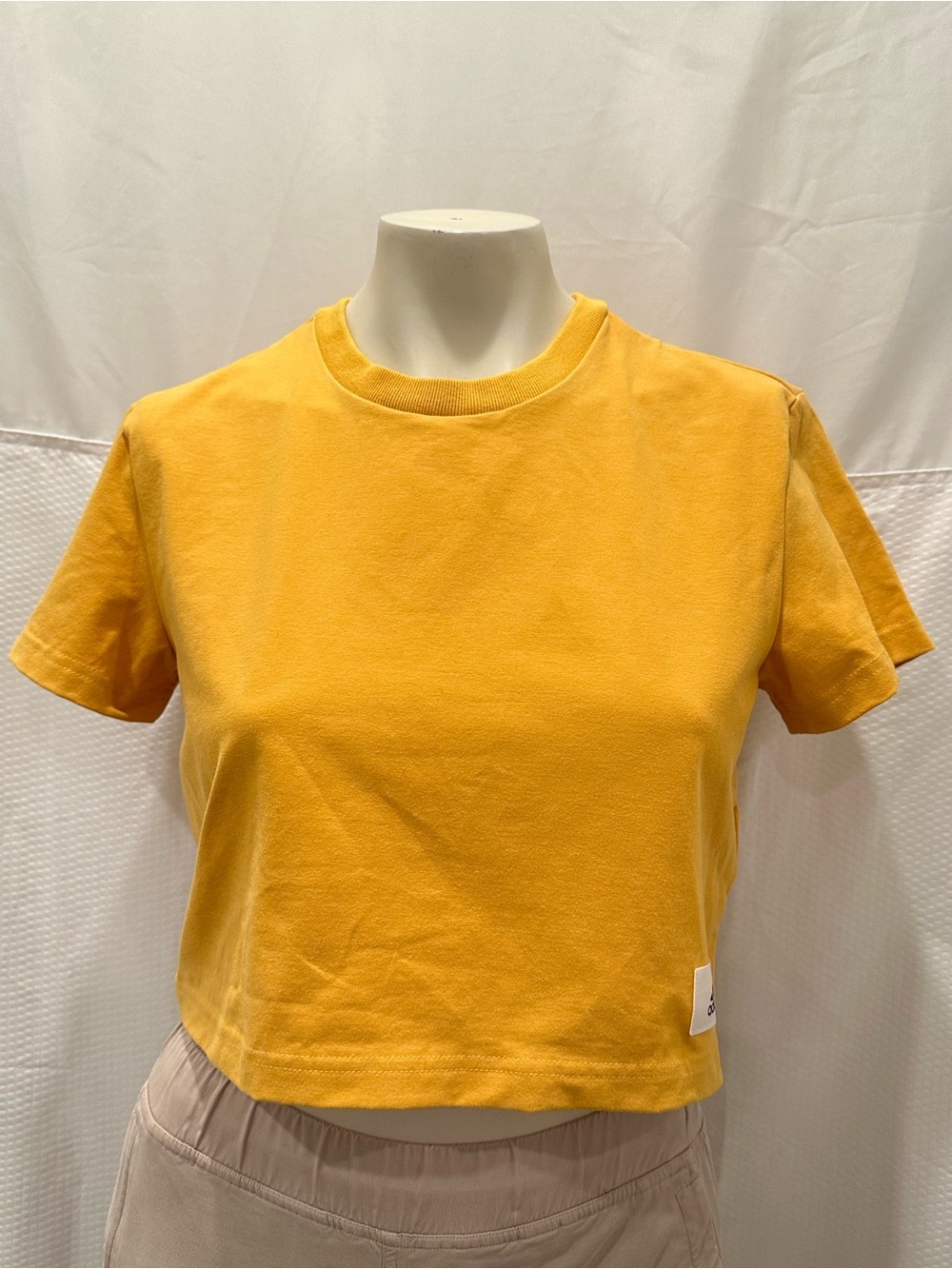 Adidas Mustard Yellow Cropped Crew T-Shirt